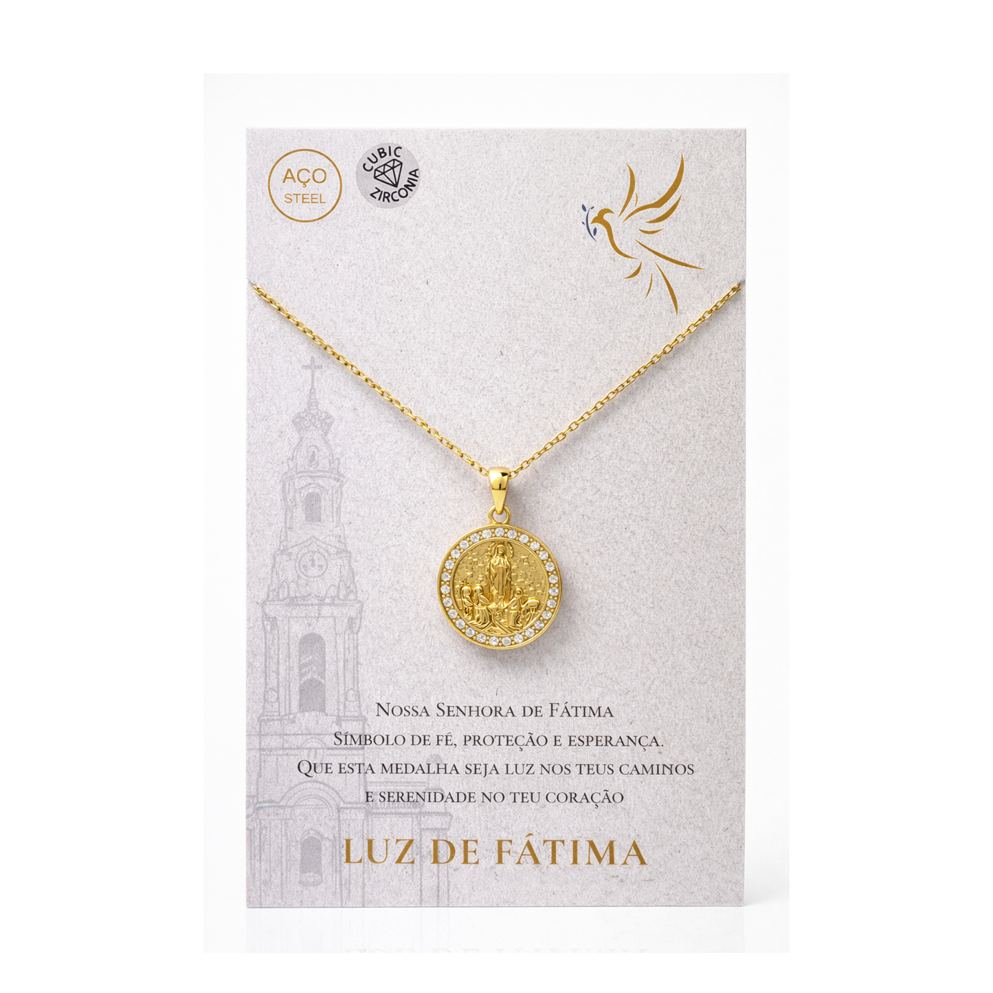 Colar Luz de Fátima com zircônias