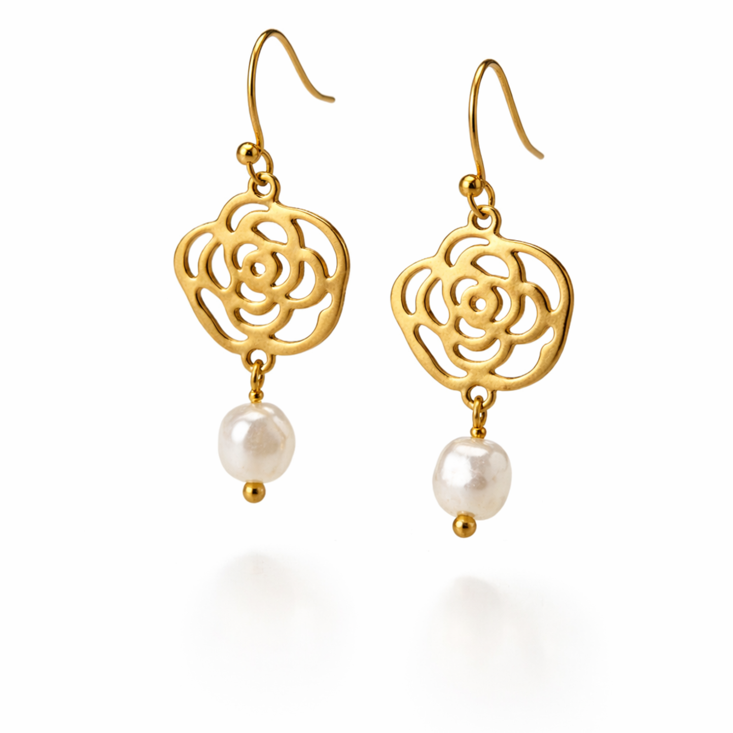 Brincos Rosa com Pérola Barroca Natural Certificada