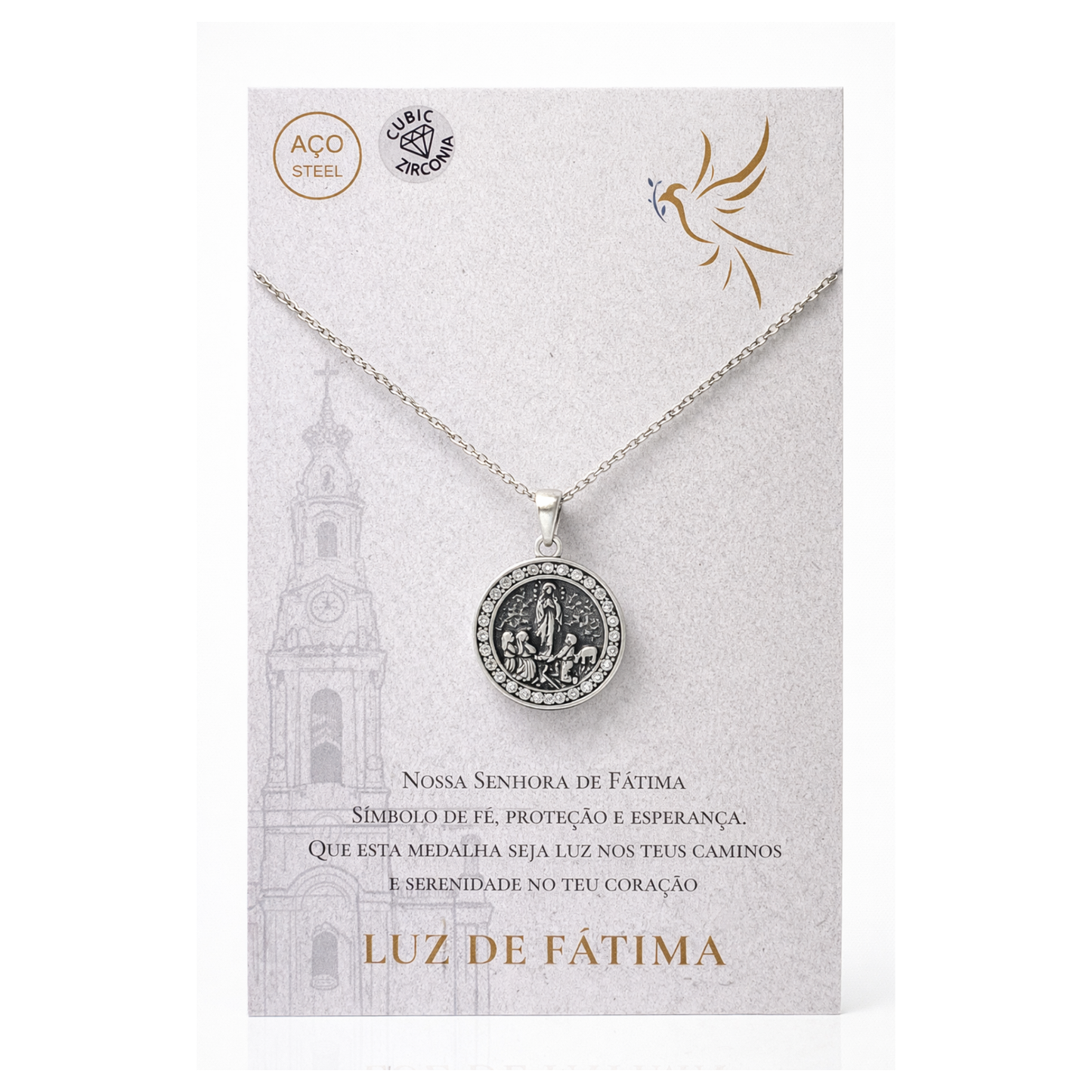 Colar Luz de Fátima com zircônias
