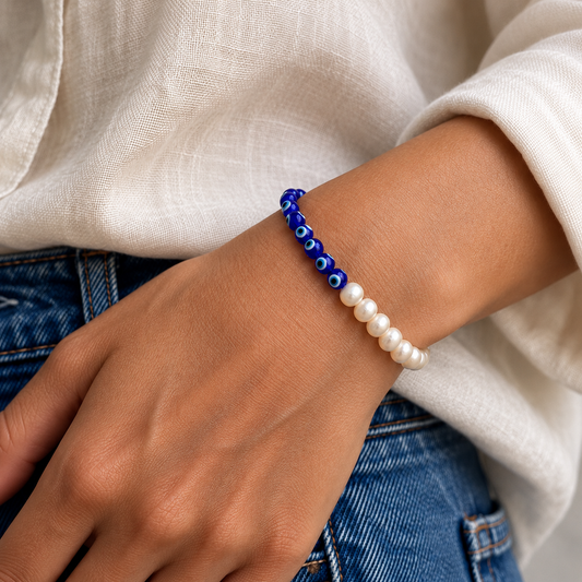 Pulseira Olho Grego & Pérolas